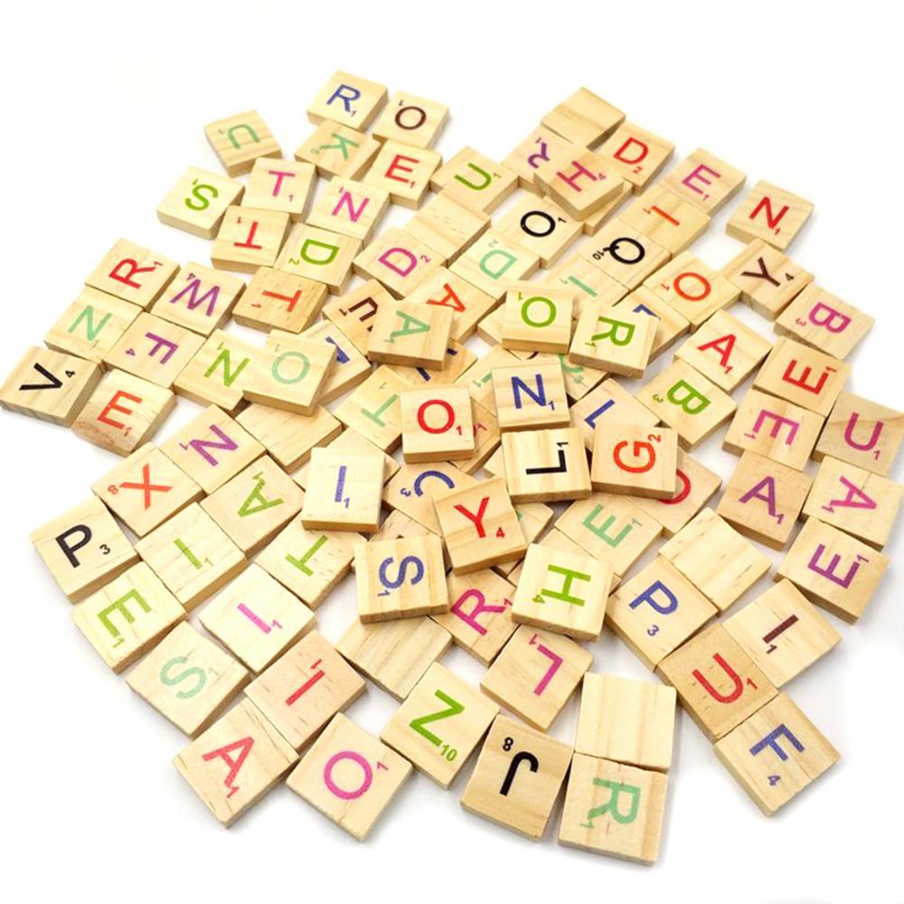 Kids Educational - Alphabet Numbers & More - 100Pcs Wooden Language Toys Letter Alphabet