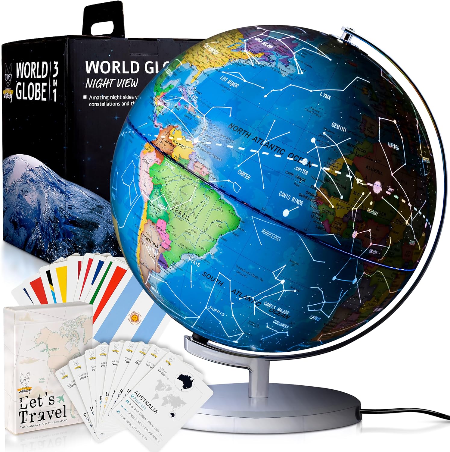 Globe Interactive Light - 9 Inch Illuminated Educational World Globe