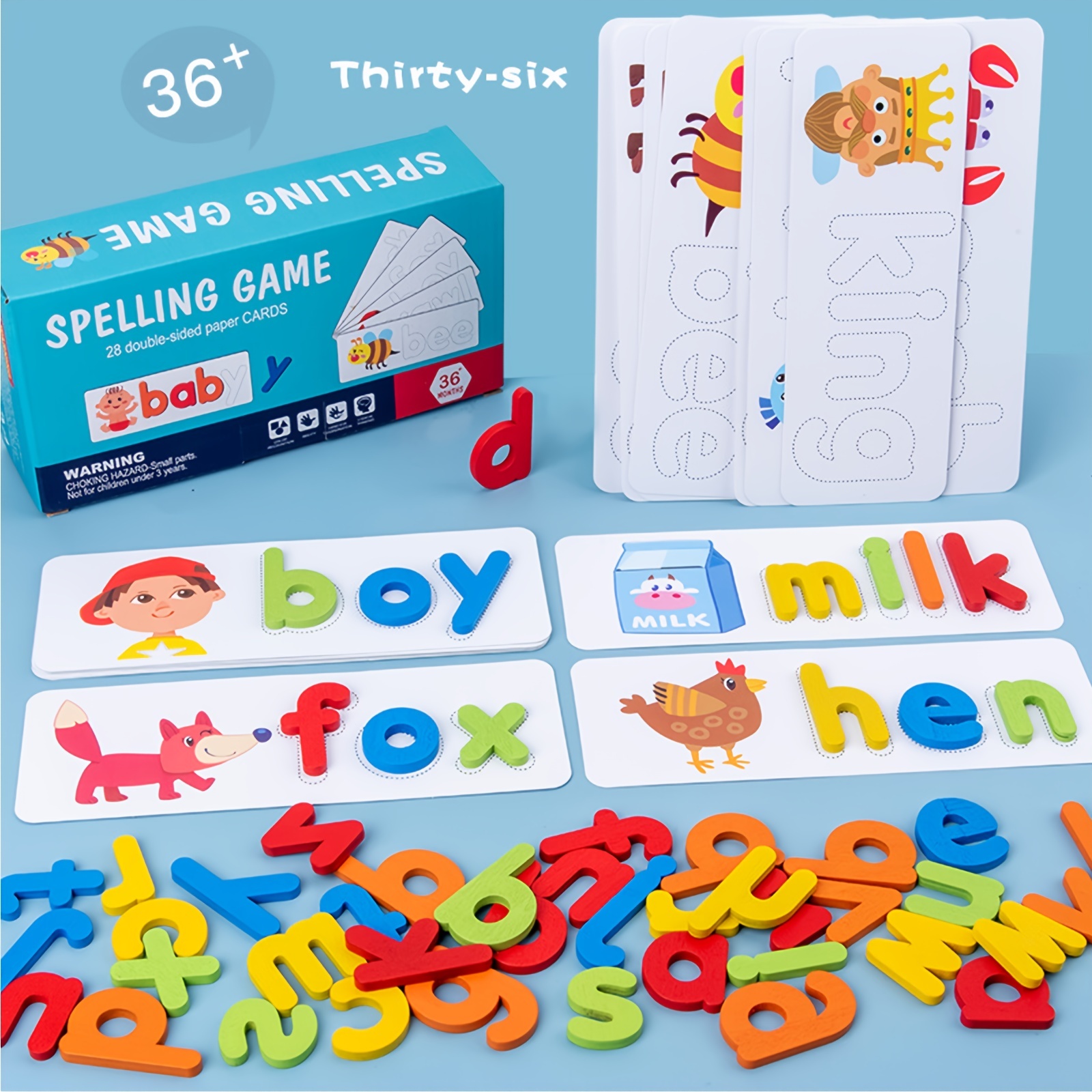 Kids Educational Games Learn English - Montessori Alphabet Spelling Word Wooden Math