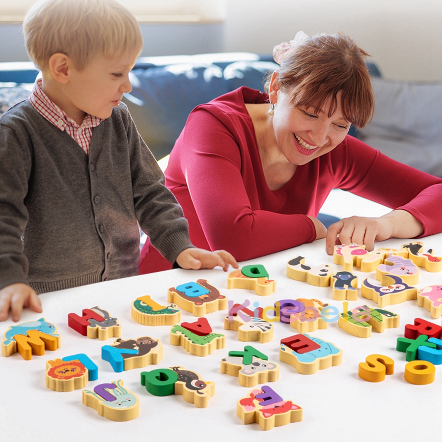 Wooden Animal Alphabet Puzzle  - Abc Kids Early Education ulasan dan harga