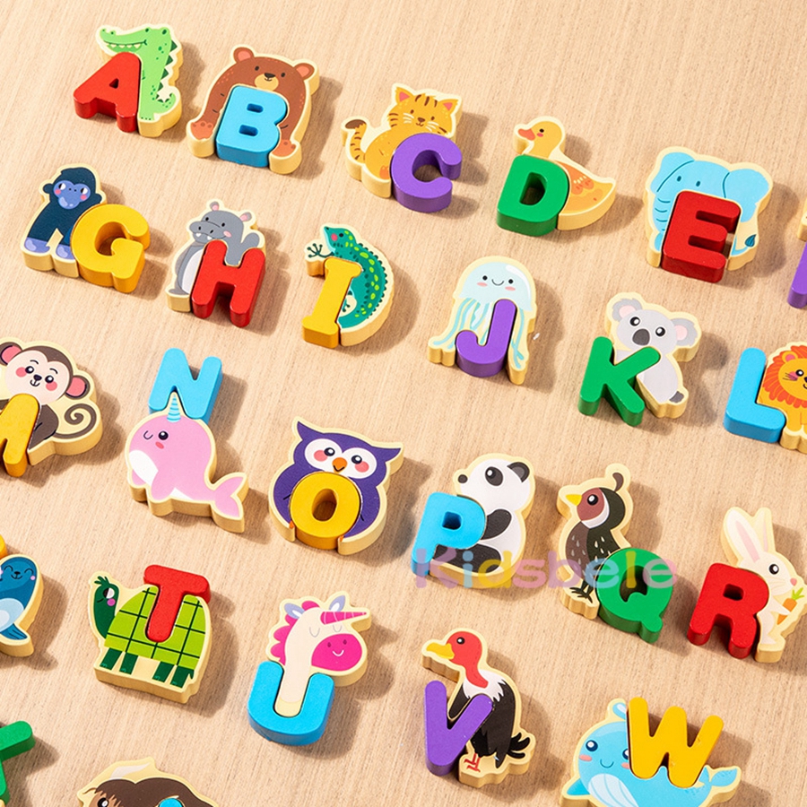 Wooden Animal Alphabet Puzzle  - Abc Kids Early Education ulasan dan harga